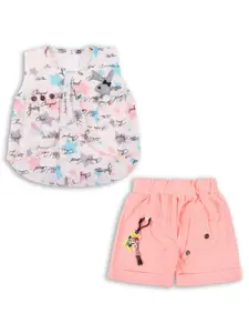 Wish Karo Infant Girls Typography Printed Sleeveless Top With Shorts