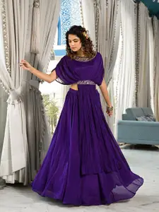 Divena Purple Embroidered Zardozi Ready to Wear Lehenga &