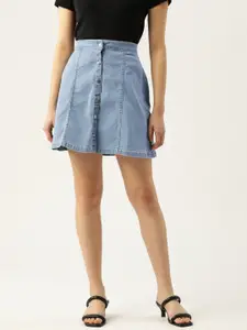 Rue Collection Mini A-Line Denim Skirt