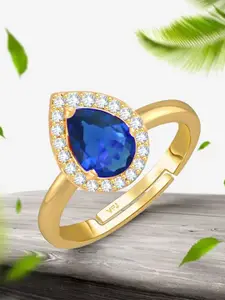Vighnaharta Gold-Plated AD Stone-Studded Adjustable Finger Ring