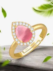 Vighnaharta Gold-Plated AD Stone-Studded Adjustable Finger Ring