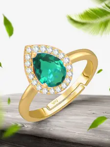 Vighnaharta Gold-Plated AD Stone-Studded Adjustable Finger Ring
