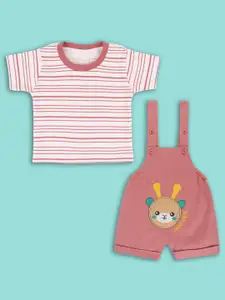 Wish Karo Infant Boys Self-Design Dungarees With T-Shirt