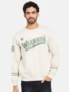 Octave Typography Printed Round Neck Fleece Pullover