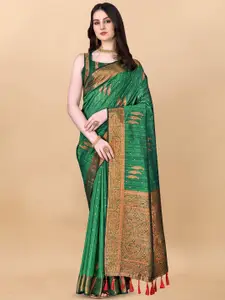 ZIBLON Green Art Silk Kanjeevaram Saree