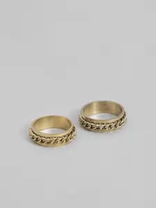 DressBerry Women Set Of 2 Textured Finger Rings