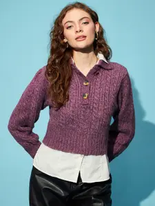 STREET 9 Women Purple Crop Pullover