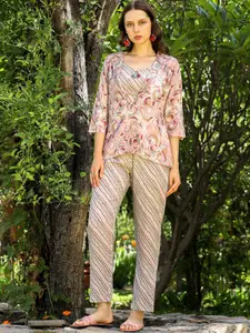 FASHION DWAR Cotton Printed Top & Trousers Co-Ords