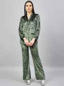 Chemistry Velvet Blazer With Flared Palazzos Co-ords