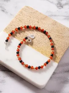 Stone Story By Shruti Sterling Silver Onyx Stones Beaded Anklet