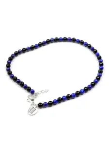 Stone Story By Shruti Sterling Silver Onyx Stones Beaded Anklet
