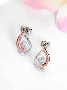 Zavya 925 Pure Sterling Silver Rhodium-Plated CZ-Studded Contemporary Studs Earrings