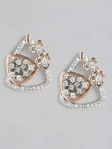 Zavya 925 Pure Sterling Silver Rhodium-Plated CZ-Studded Quirky Studs Earrings