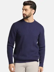 Blackberrys Cable Knit Self Design Ribbed Pullover