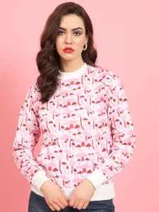 BAESD Conversational Printed High Neck Fleece Sweatshirt