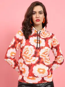 BAESD Floral Printed Mock Collar Fleece Sweatshirt