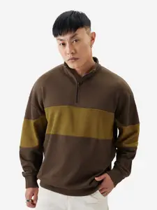 The Souled Store Mock Collar Colourblocked Sweatshirt