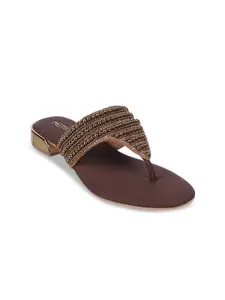 Metro Ethnic Embellished Open Toe Flats