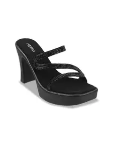 Metro Embellished Open Toe Platform Heels