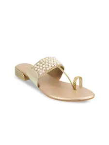 Mochi Ethnic Embellished One Toe Flats