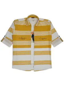 CHARCHIT Boys Comfort Horizontal Striped Pure Cotton Casual Shacket With T-shirt