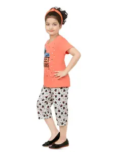 BAESD Girls Minnie Mouse Printed Pure Cotton T-shirt with Capris