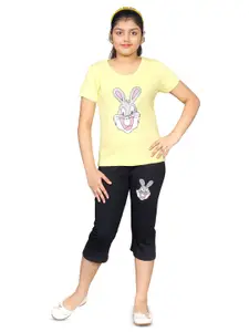 BAESD Girls Printed Pure Cotton T-shirt with Capris