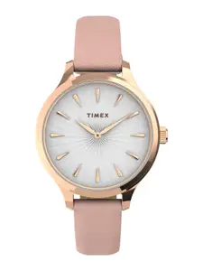 Timex Trend Women White Brass Dial & Pink Leather Straps Analogue Watch TW2V06700UJ