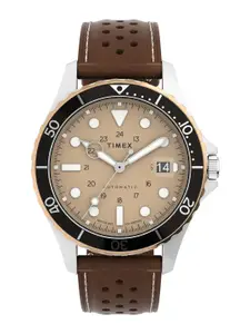 Timex Men Textured Dial & Leather Straps Analogue Watch TW2V41500U9