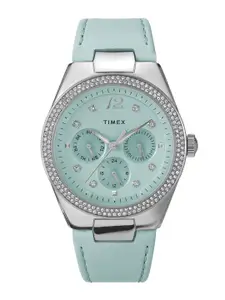 Timex Women Embellished Dial &  Leather Straps Analogue Watch TW2V80400UJ