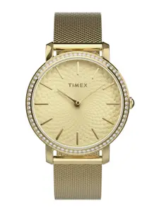 Timex Women Stainless Steel Embellished Bracelet Style Straps Analogue Watch TW2V52200UJ
