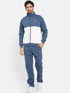 Octave Colourblocked  Mock Collar Fleece Jacket with Mid Rise Track Pant