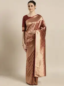 HRITIKA Maroon Ethnic Motifs Silk Blend Saree