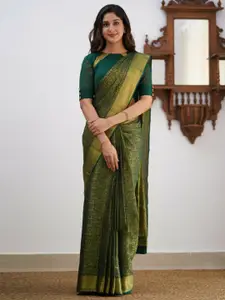 DIVASTRI Green Pure Silk Kanjeevaram Saree