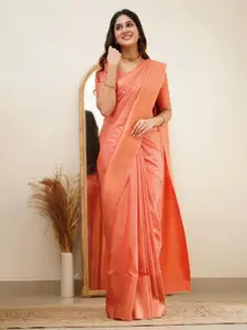 DIVASTRI Orange Pure Silk Kanjeevaram Saree