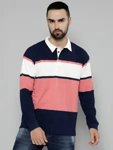 Maniac Colourblocked Drop-Shoulder Sleeves Cotton Oversized Polo Collar T-Shirt