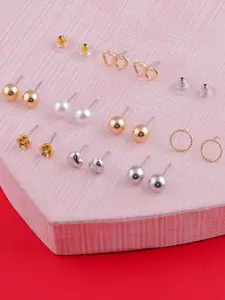 DressBerry Multicoloured & Gold-Toned Classic Studs Earrings