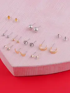 DressBerry Set Of 8 Gold-Plated Beaded Classic Studs