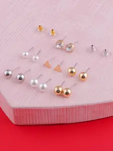 DressBerry Multicoloured & Gold-Toned Classic Studs Earrings