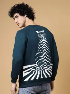 Rigo Men Printed Fleece Oversized Pullover Sweatshirt