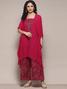 Biba Floral Printed Shoulder Straps Basic Jumpsuit With Shrug