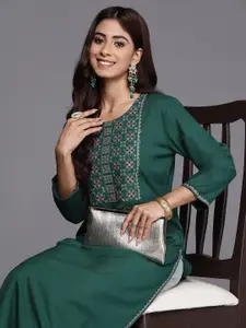 Indo Era Women Yoke Embroidered Thread Work Kurta