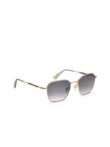 Police Men Grey Lens & Gold-Toned Square Sunglasses with UV Protected Lens