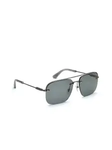 Police Men Green Lens & Gunmetal-Toned Square Sunglasses with UV Protected Lens