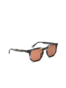 Police Men Brown Lens & Gunmetal-Toned Square Sunglasses with UV Protected Lens
