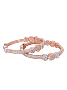 RATNAVALI JEWELS Set of 2 Rose Gold-Plated AD-Stone Studded Bangles