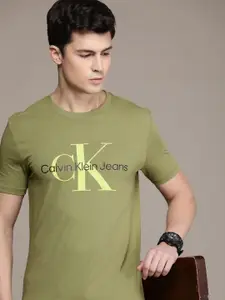 Calvin Klein Jeans Men Brand Logo Printed Pure Cotton Slim Fit T-shirt