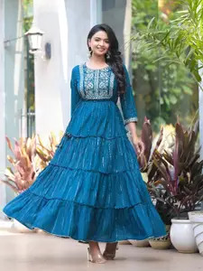 Varanga Zari & Gotta Embellished Tiered Dress