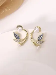 VAGHBHATT Gold-Plated Micro Leaf Studs Earrings