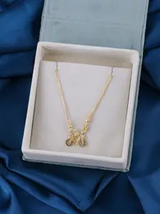 DressBerry Gold-Plated Bicycle-Shaped Stone-Studded Pendant & Chain